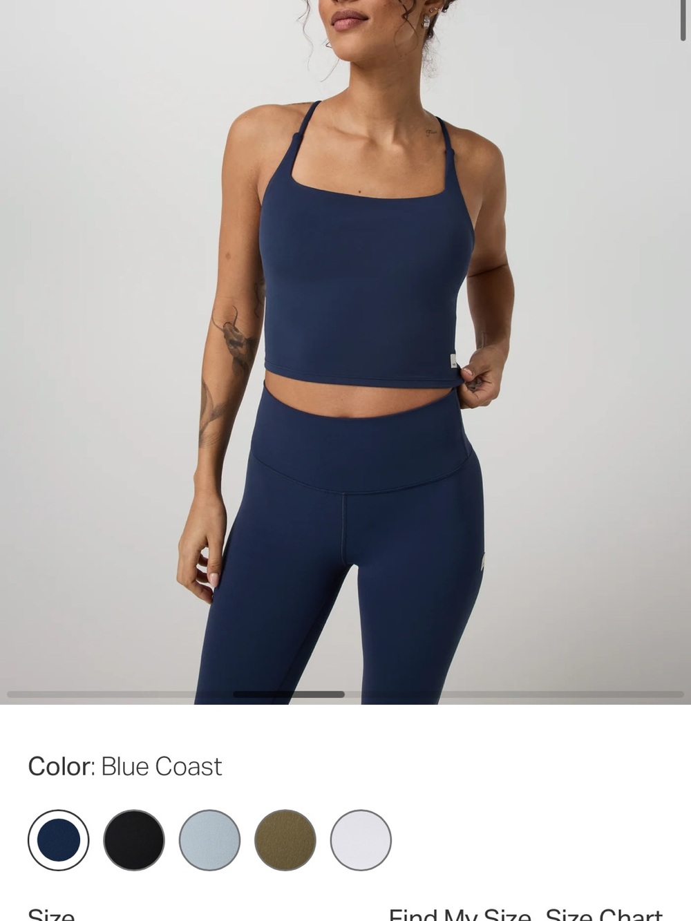 Vuori Blue Coast Square-Neck Crop Top